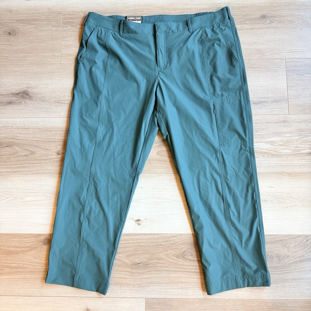 Kirkland Signature Travel Pants‎ Women 16 Green Stretch Nylon Lightweight Hiking